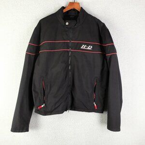 Harley-Davidson Jacket Womens Large Black Nylon Red Motorcycle Full Zip HD
